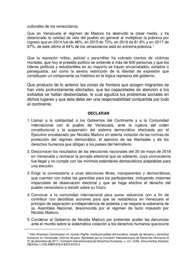 Declaración conjunta de los Congresos de América Latina y el Caribe por Venezuela / @SenadoGovCo - twitter