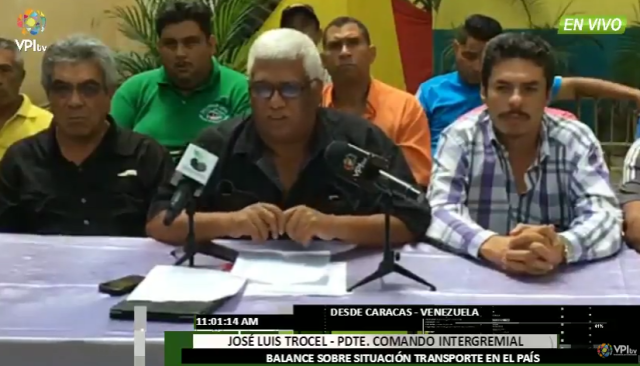 José Luis Trocel, presidente del Comando Intergremial de Transporte (Foto: Captura de VPI TV)