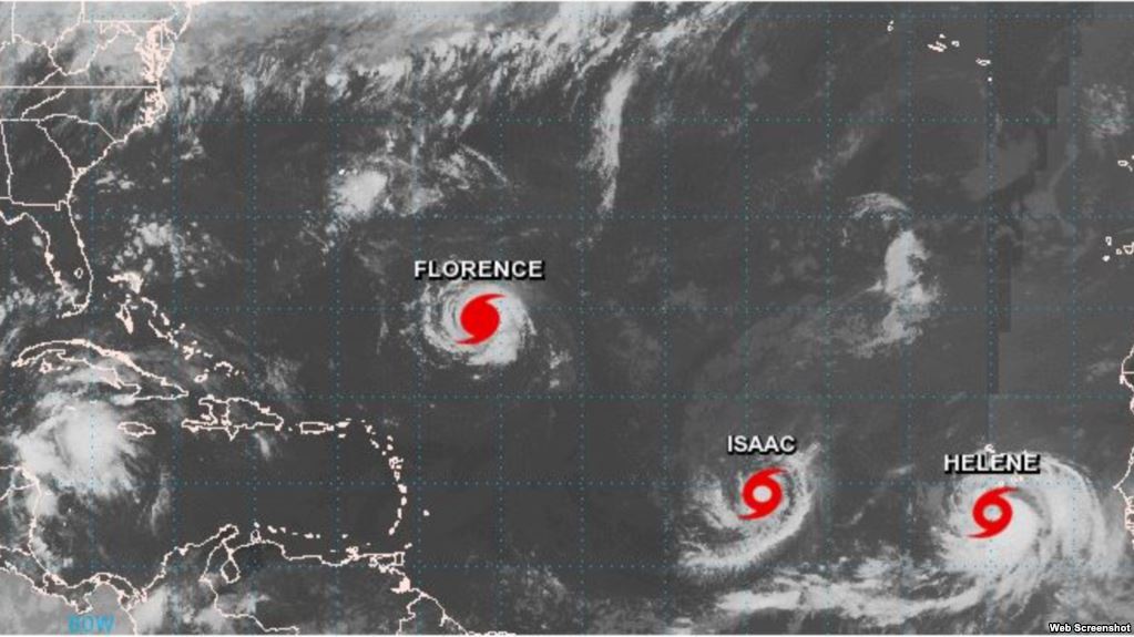 Huracanes Florence y Helene, y tormenta Isaac se fortalecen en aguas del Atlántico