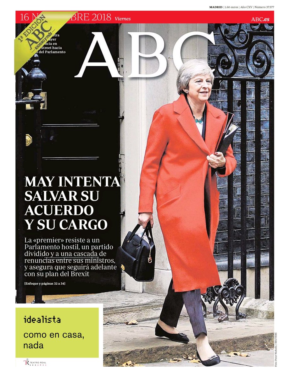 Portadas de la prensa internacional de este viernes de 16 de noviembre de 2018