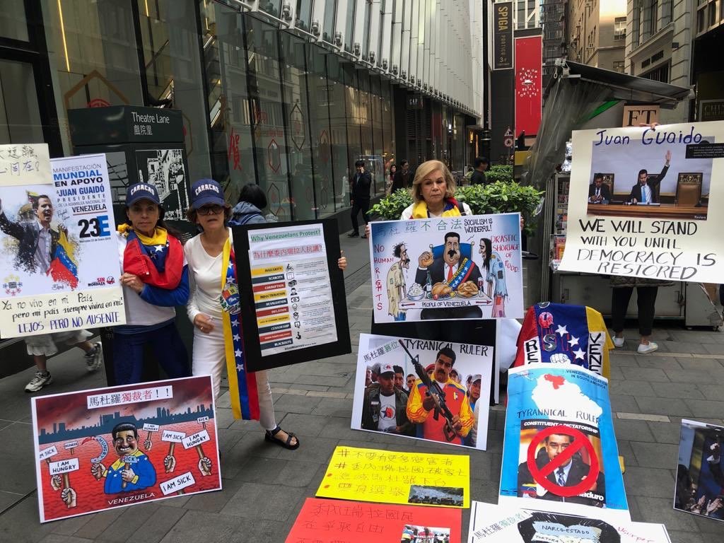 Venezolanos en Hong Kong protestan contra el régimen de Maduro #23Ene (Fotos)