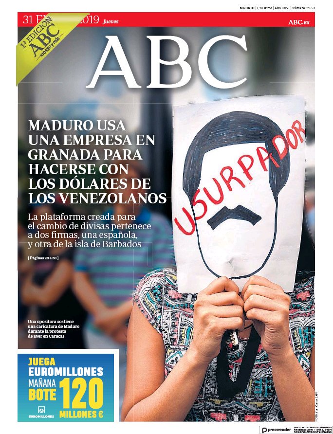 Portadas de la prensa internacional de este jueves 31 de enero de 2019