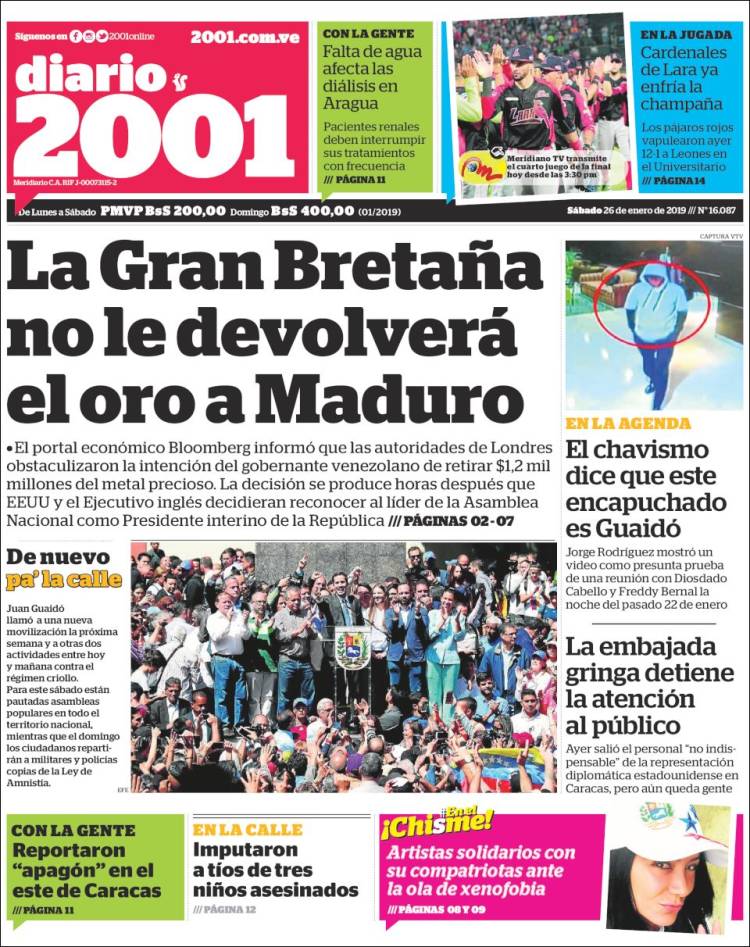 Portadas de este sábado 26 de enero de 2019