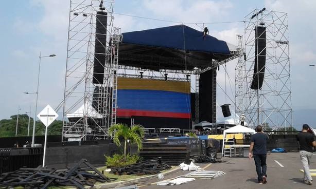 Desde un dron: ¡La tarima del Venezuela Aid Live ya está lista para el mega concierto!