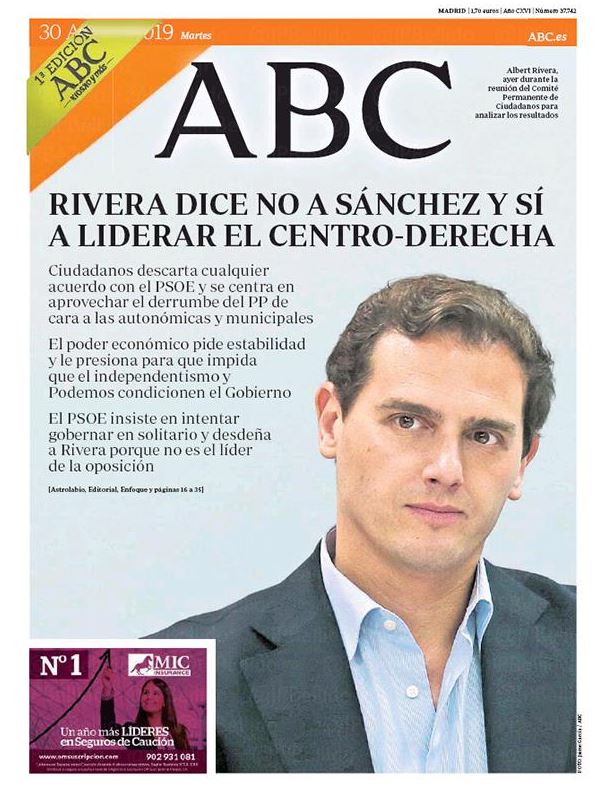 Portadas de la prensa internacional para este martes 30 de abril de 2019