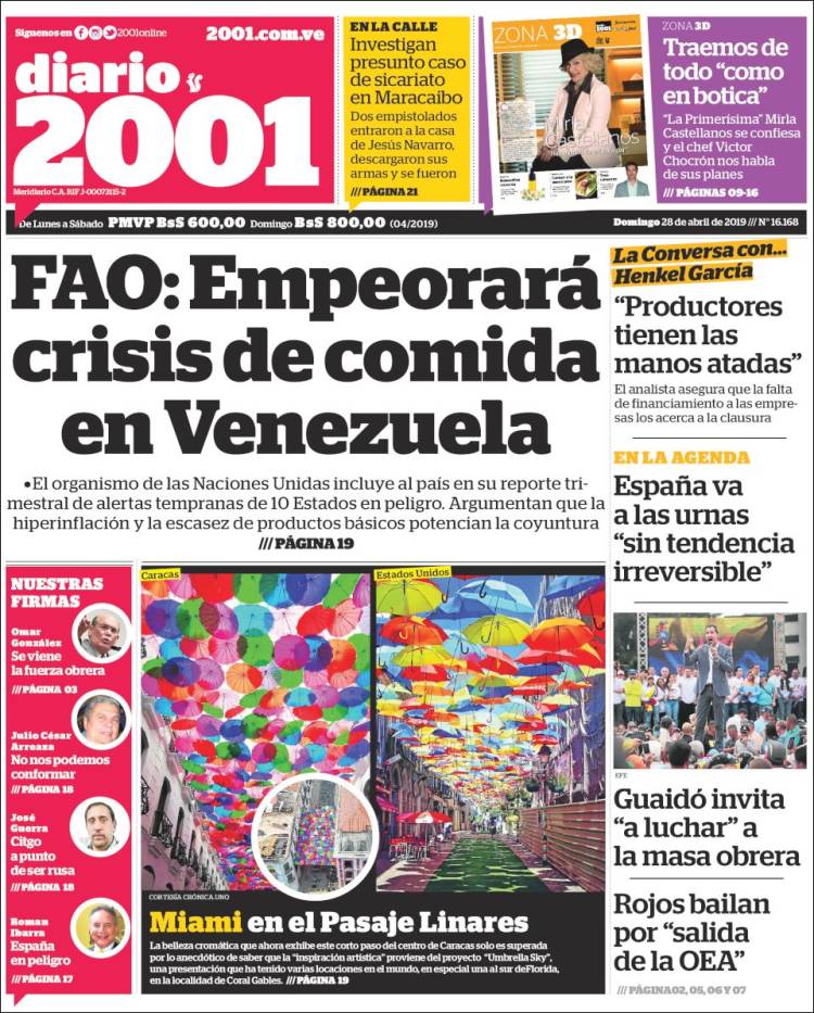 Portadas de este domingo 28 de abril de 2019