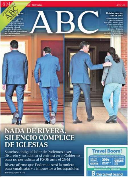 Portadas de la prensa internacional de este miércoles 8 de mayo de 2019