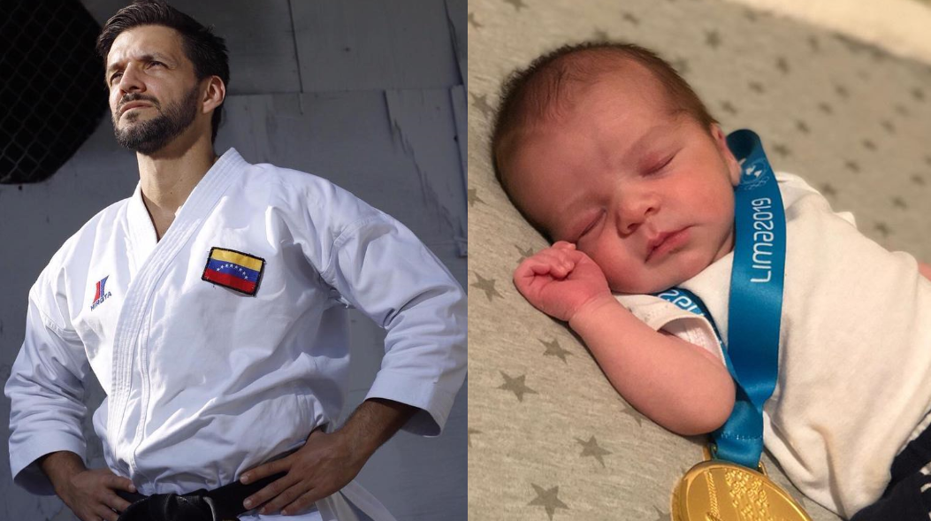 ¡Lo más TIERNO! Karateka Antonio Díaz presenta a su bebé con el oro de los Panamericanos (FOTO)