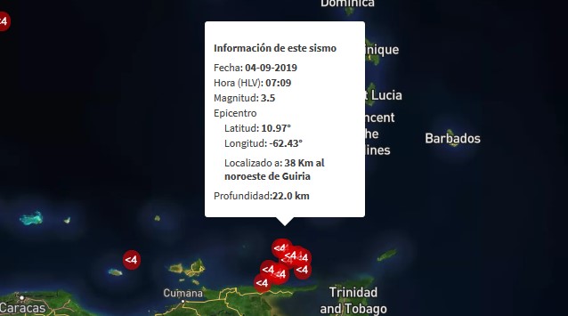 Sismo de magnitud 3.5 en Güiria