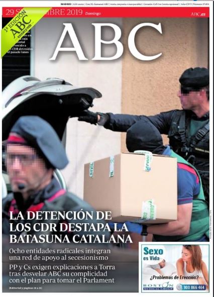 Portadas de la prensa internacional de este domingo 29 de septiembre de 2019