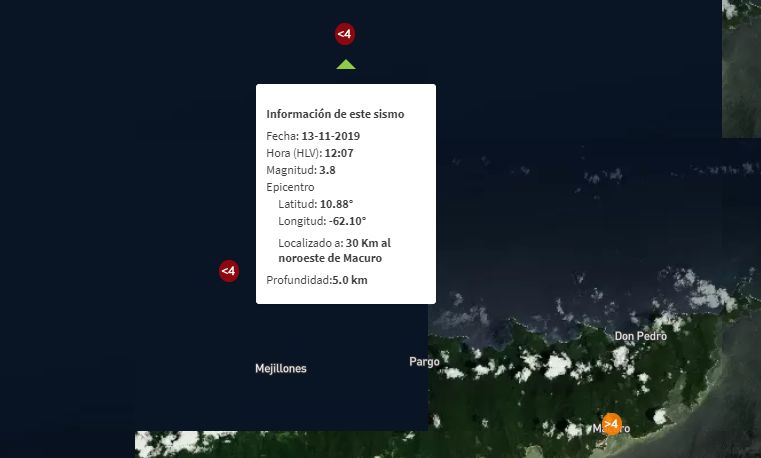 Sismo de 3.8 al noroeste de Macuro