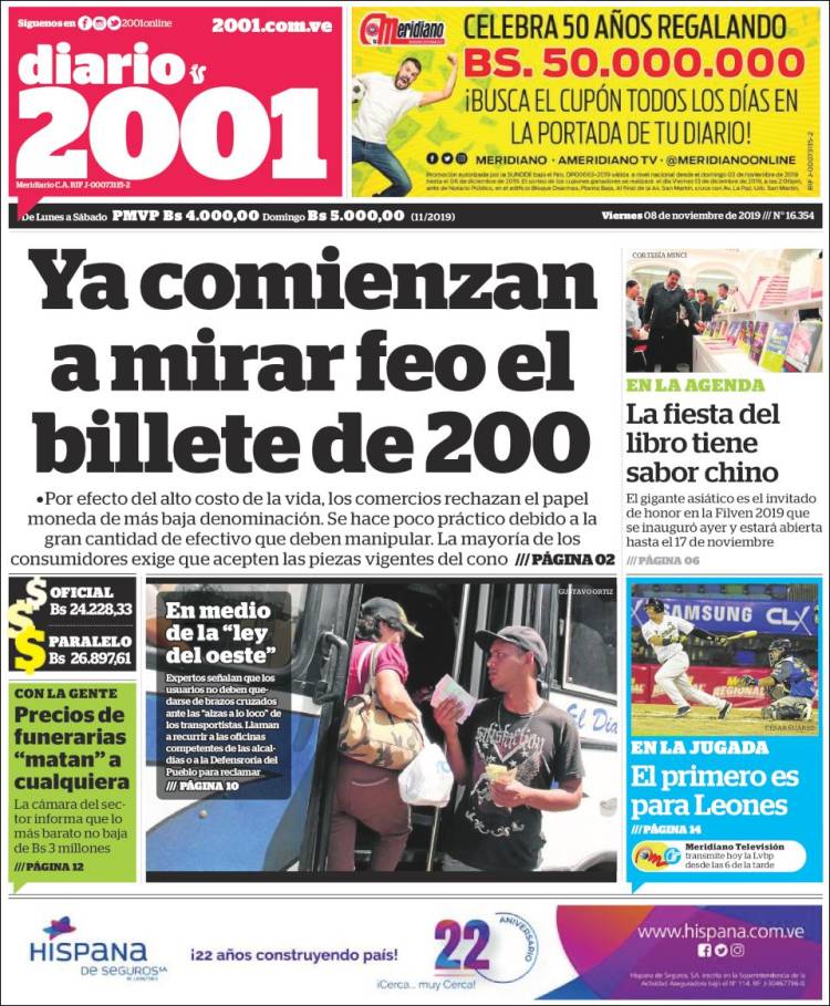 Portadas de este viernes 8 de noviembre de 2019