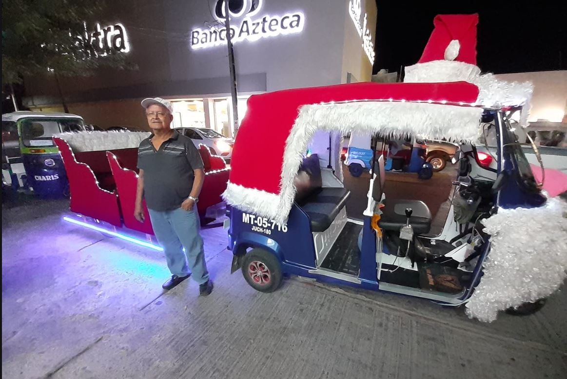 VIRAL: Abuelito gastó sus ahorros para convertir una moto en trineo y así pasear a los niños (Fotos)