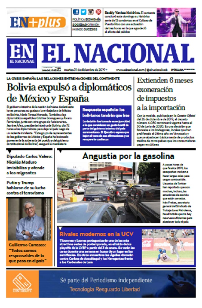 Portadas de este martes 31 de diciembre de 2019