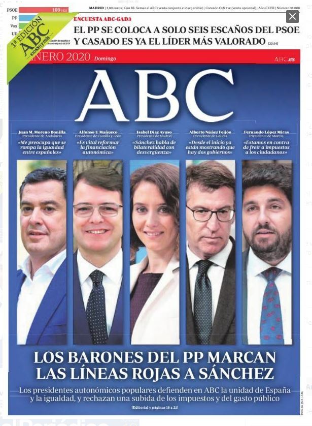 Portadas de la prensa internacional de este domingo 12 de enero de 2020