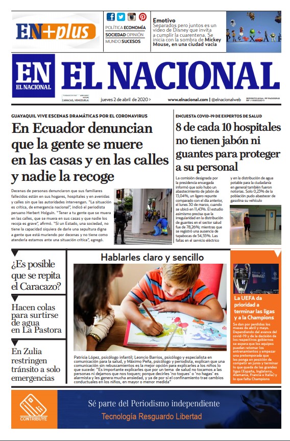 Portadas de este jueves 2 de abril de 2020