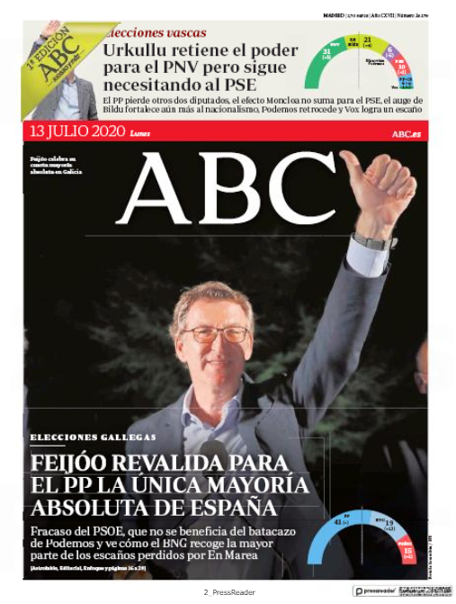 Portadas de la prensa internacional de este lunes 13 de julio de 2020