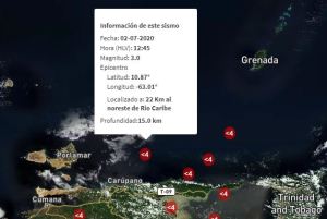 Se registró sismo de magnitud 3.0 en Río Caribe