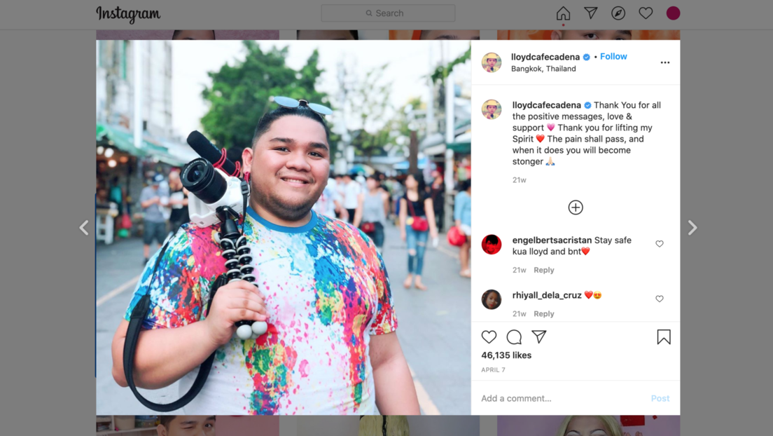 Falleció a los 26 años el “youtuber” filipino Lloyd Cafe Cadena