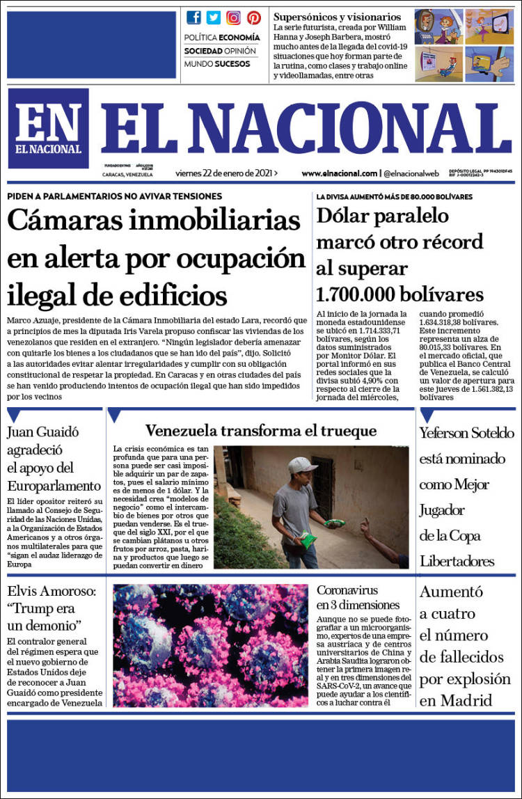 Portadas de este viernes 22 de enero de 2021