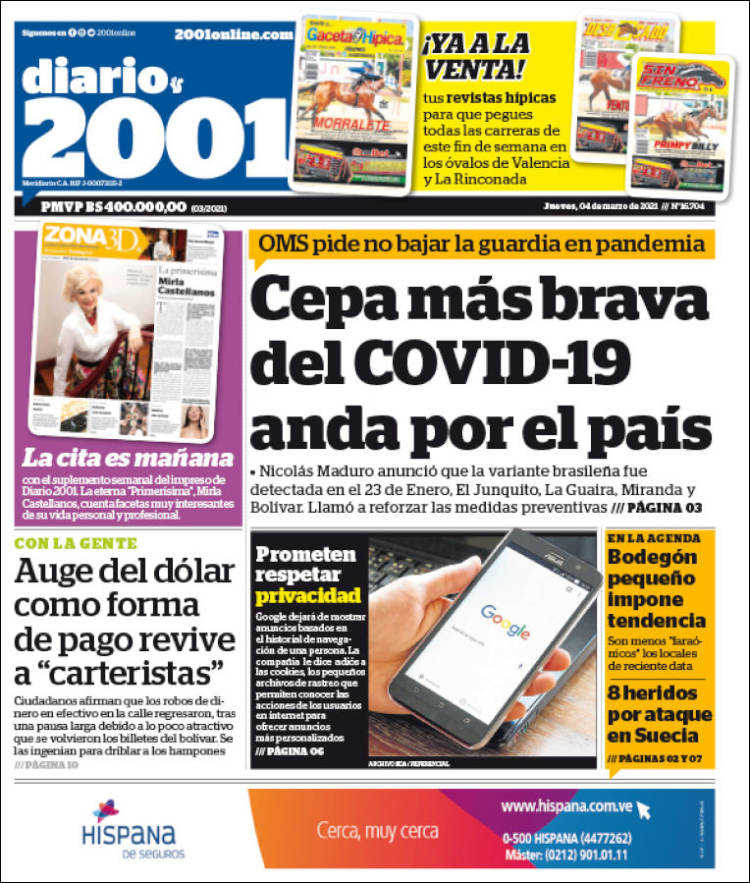 Portadas de este jueves 4 de marzo de 2021