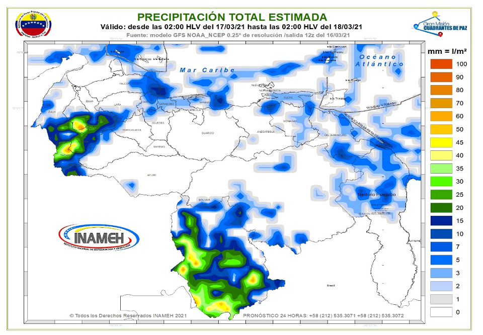 El estado del tiempo en Venezuela este martes #17Mar, según el Inameh