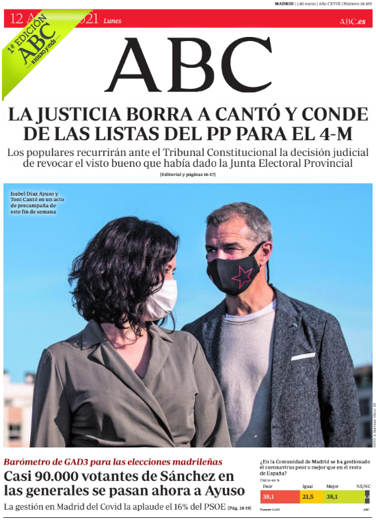 Portadas de la prensa internacional de este lunes 12 de abril de 2021