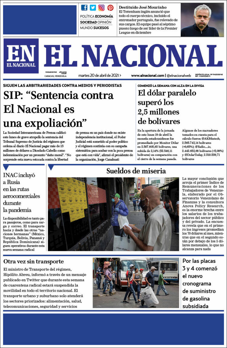 Portadas de este martes 20 de abril de 2021