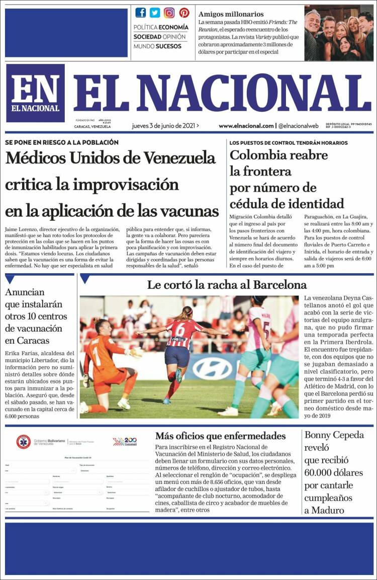 Portadas de este jueves 3 de junio de 2021