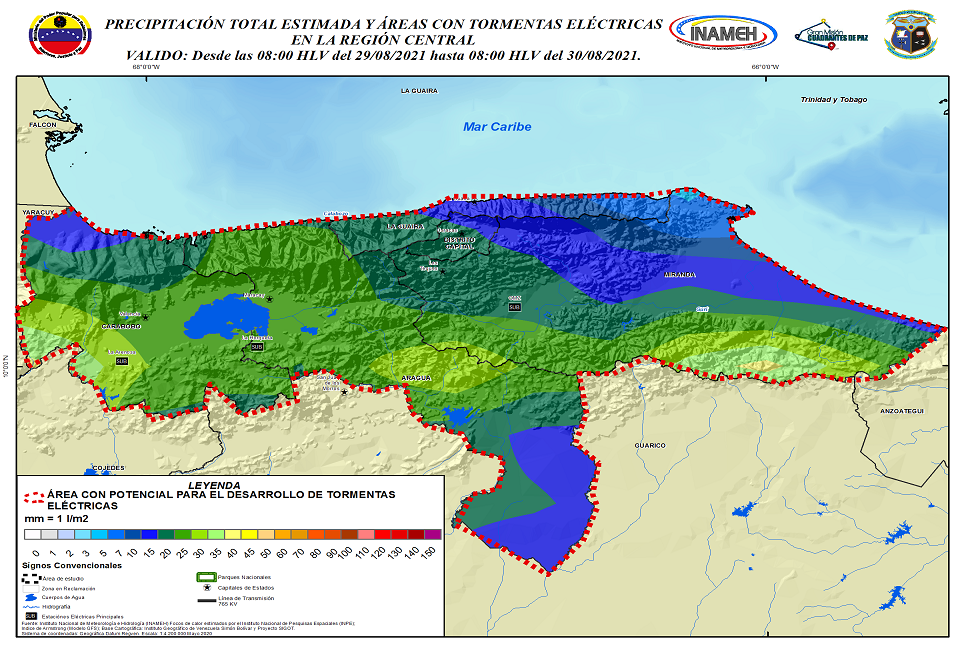 Inameh prevé lluvias con descargas eléctricas en varios estados del país este #29Ago