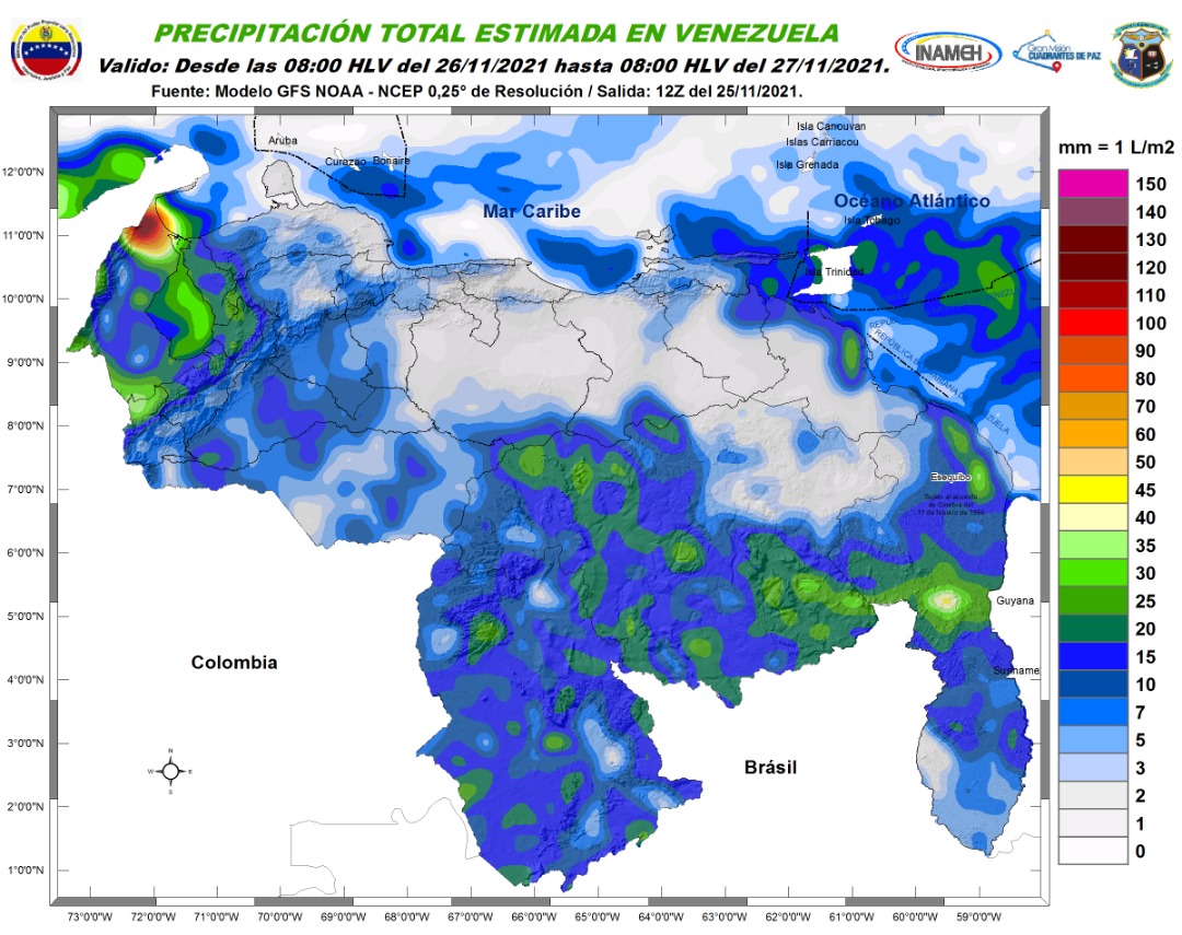 Lluvias y descargas eléctricas en varios estados de Venezuela: el pronóstico de Inameh para este #26Nov