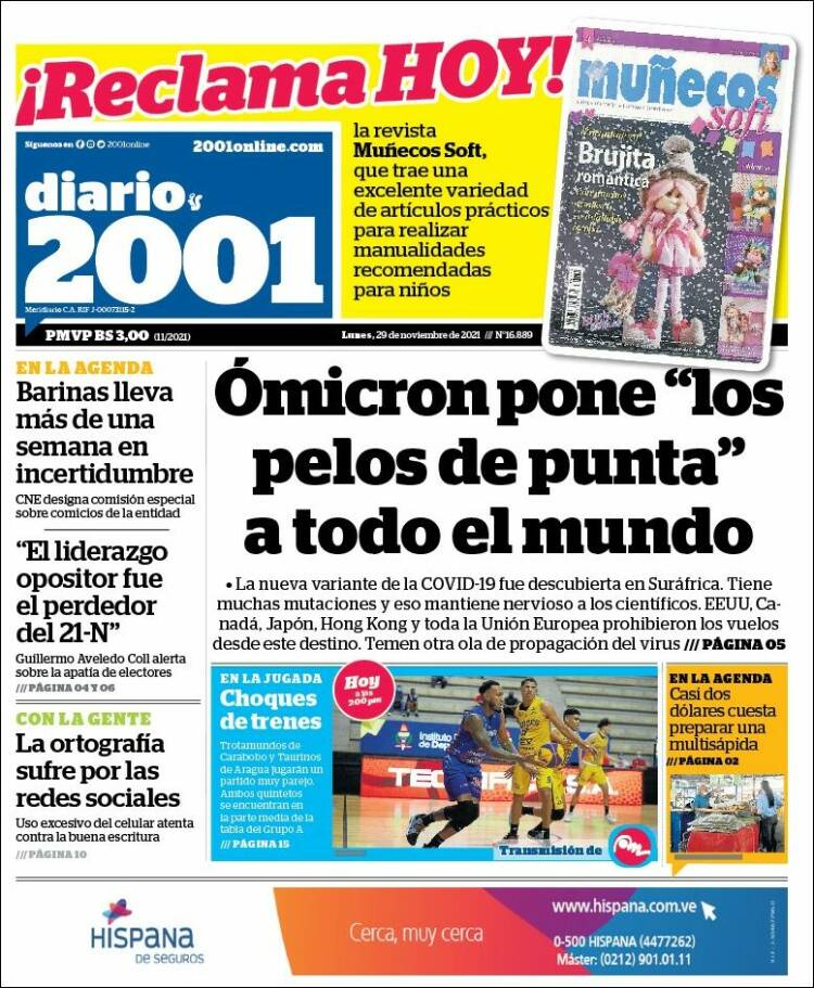 Portadas de este lunes 29 de noviembre de 2021