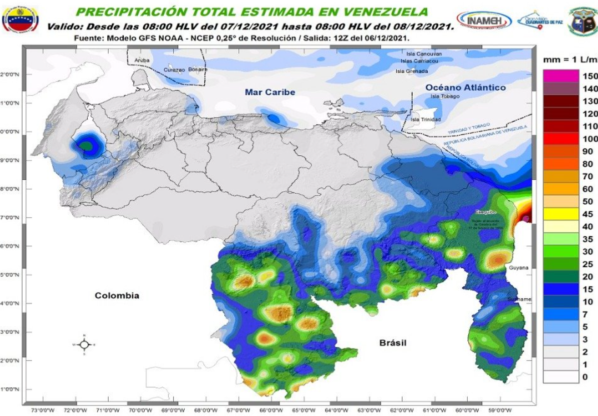 Inameh prevé escasa nubosidad y baja probabilidad de lluvias en el país este #7Dic