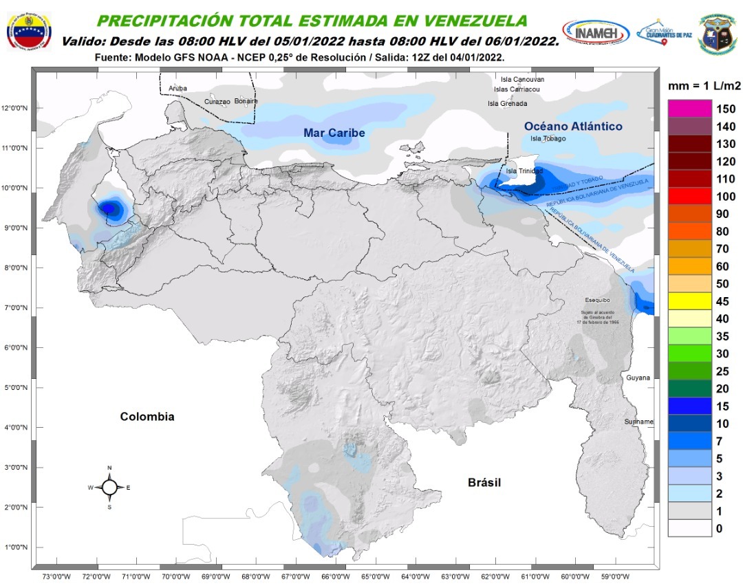 Nubosidad, lluvias y fuerte oleaje: el pronóstico de Inameh para este #5Ene