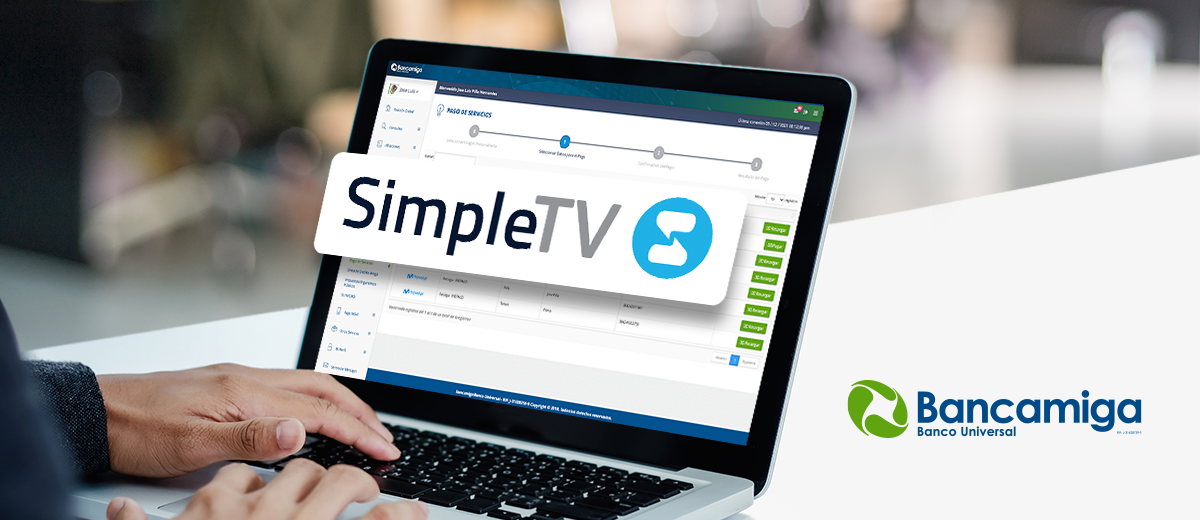 En Bancamiga en línea puedes ahora recargar Simple TV 