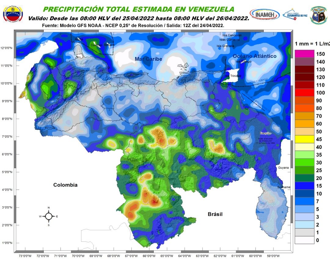 Inameh prevé nubosidad y descargas eléctricas en algunos estados de Venezuela #25Abr