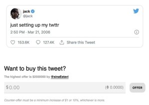 El comprador del NFT del primer tuit quiso venderlo en 48 millones de dólares: recibió menos de 300
