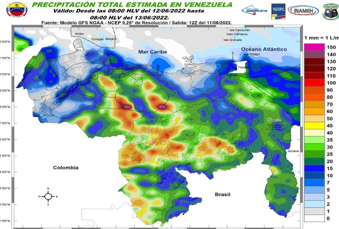 Inameh prevé lluvias en gran parte de Venezuela este #12Jun