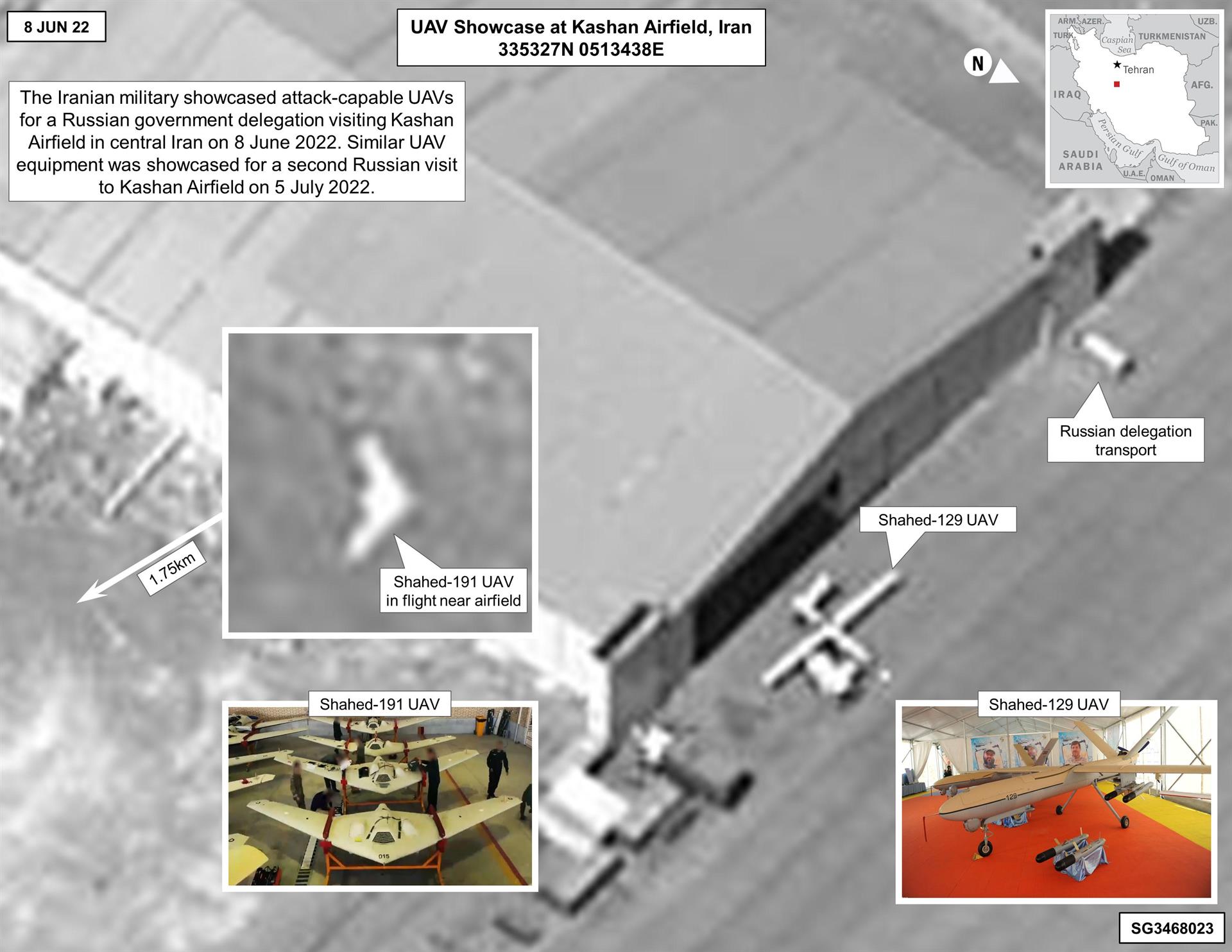 Visita secreta a Irán y demostración de drones armados: IMAGEN satelital delató los oscuros propósitos de Rusia