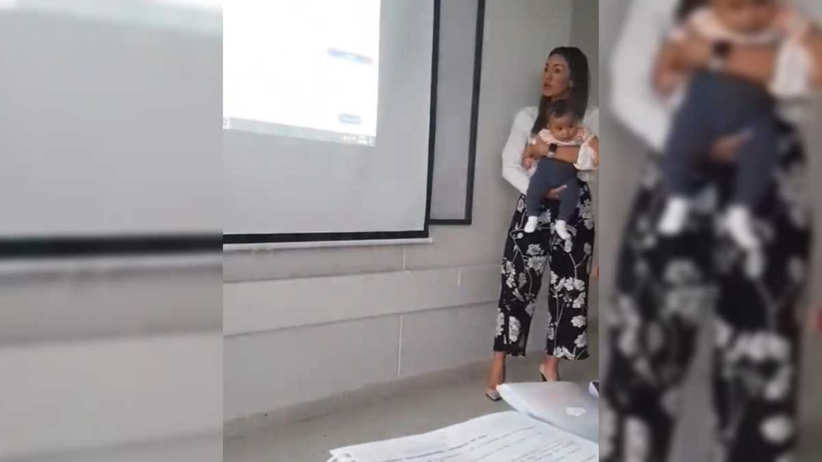 EN VIDEO: La profesora que se hizo viral por cuidar al bebé de una de sus estudiantes