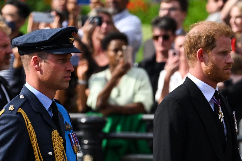 Los príncipes Guillermo y Harry, juntos en el cortejo fúnebre de Isabel II