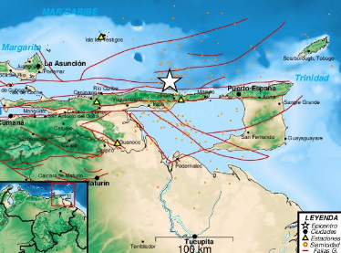 Sismo de magnitud 3.8 al norte de Güiria este #28Sep