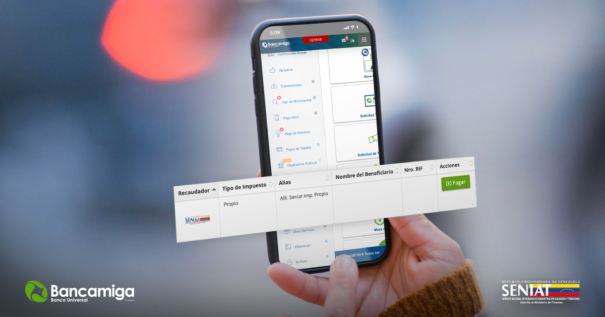 Bancamiga recibirá el pago de impuestos de Contribuyentes Especiales