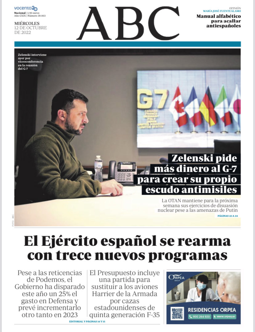 Portadas de la prensa internacional de este miércoles 12 de octubre de 2022