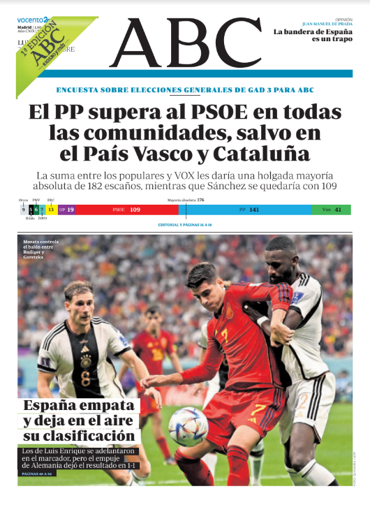 Portadas de la prensa internacional de este lunes 28 de noviembre de 2022