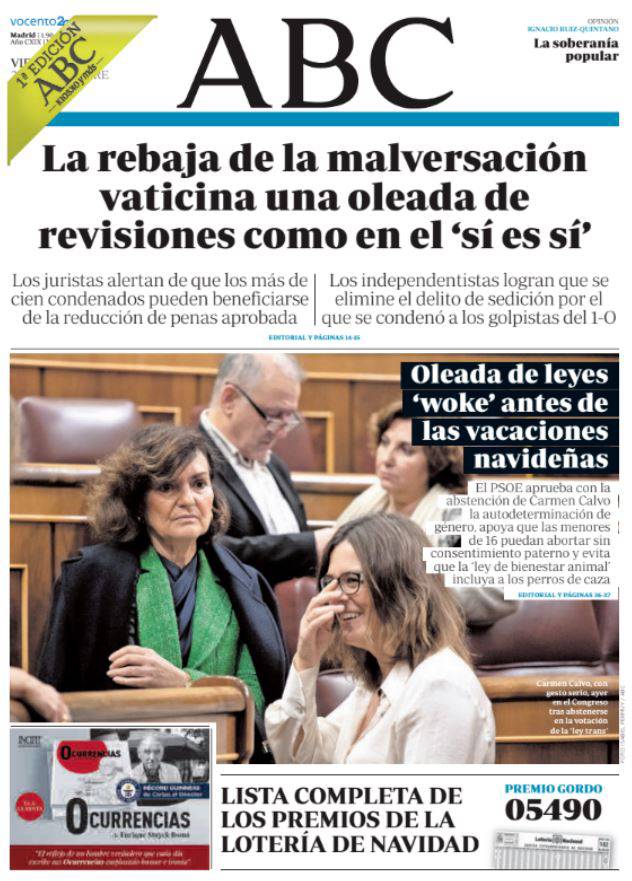 Portadas de la prensa internacional de este viernes 23 de diciembre de 2022