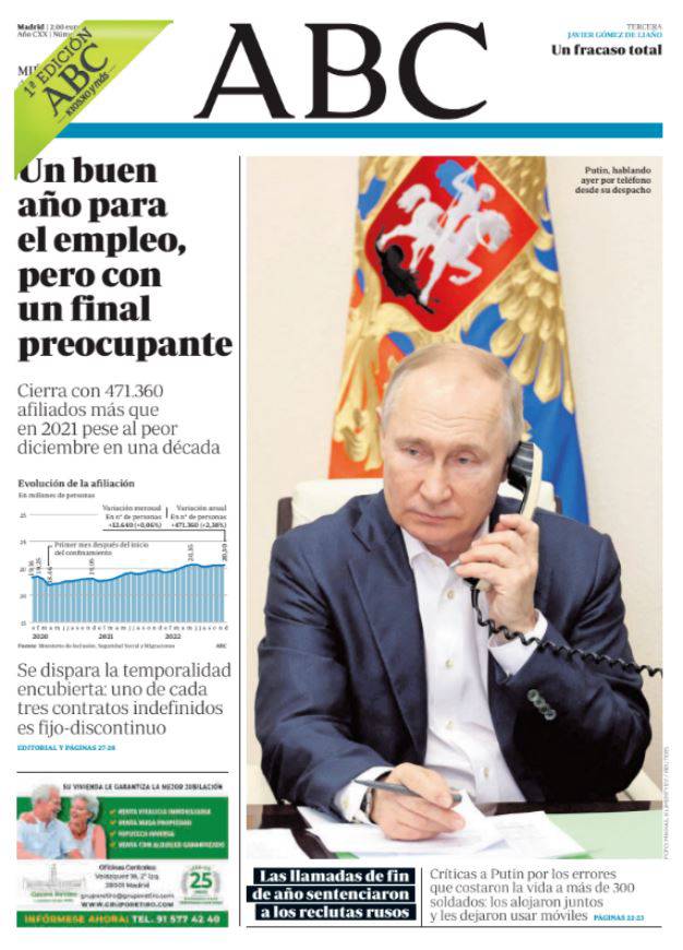 Portadas de la prensa internacional de este miércoles 4 de enero de 2023