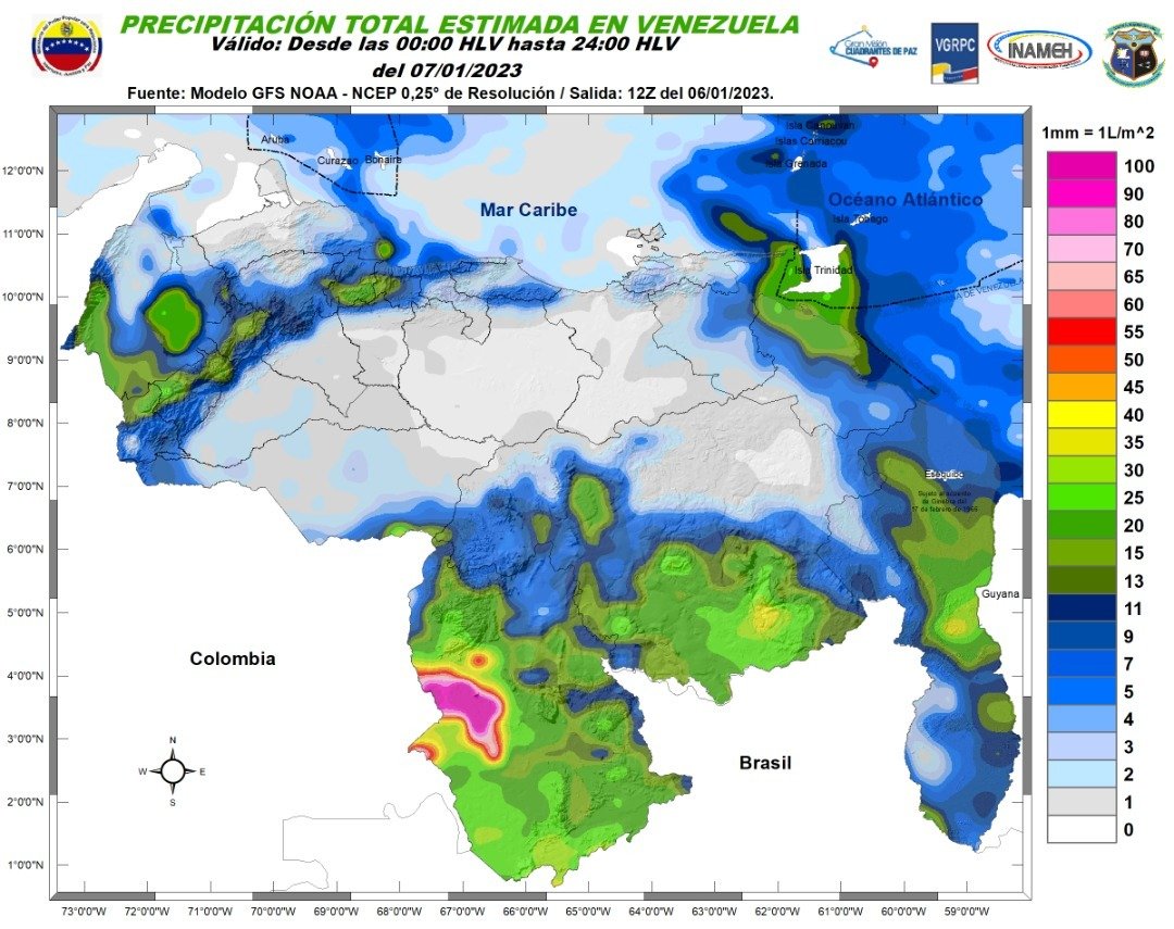 El estado del tiempo en Venezuela este #7Ene, según Inameh