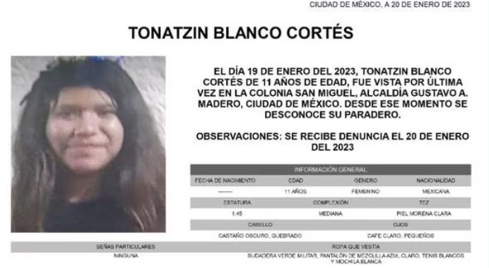 Tonatzin salió a jugar cerca de su casa y ya no regresó: familiares exigen su búsqueda