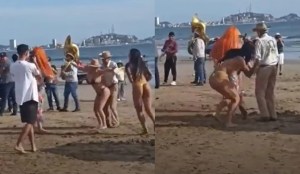 VIRAL: Anciano bailó junto a un grupo de chicas en una playa y escandalizó a todos (VIDEO)
